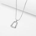 Minimalist silver geometric hollow pendant necklace with sleek snake chain for women - Trapezoid Hollow Style / Silver (CDG436)