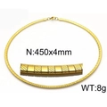 Collar de cadena de serpiente plana de acero inoxidable dorado de 4mm y largo 45cm - Versión Estrecha Dorada A (KN35036-Z) / 450x4mm