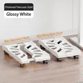 Adjustable white CPU stand with locking wheels and heavy-duty plastic frame - White ABS Stretchable