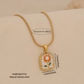 Collier doré en acier inoxydable avec pendentif tournesol perlé et dimensions - 5# Blanc