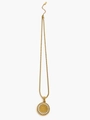 Makroaufnahme der 18K vergoldeten Halskette mit Zirkonia Rundanhänger und feiner Kette - 45cm / Gold