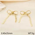 Pendientes de lazo bañados en oro de 18 quilates en acero inoxidable con textura de serpiente - Estilo B Dorado (KE113925-KFC)