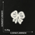 White lace butterfly bow embroidery patch for DIY crafts measuring 3.9x4.3 cm - White Curled Bow