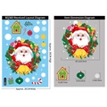 Christmas window decals set with Santa wreath and gingerbread house, dimensions 20x30cm - Santa Claus Wreath (BQ369)