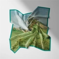 Détail d'un foulard en soie de 53 cm avec un imprimé style peinture à l'huile Van Gogh - 53cm / Le Pont de Langlois à Arles - Van Gogh