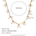 18K gold plated stainless steel necklace with small freshwater pearls and dimensions - Articulated Tassel Faux Pearl Pendant Necklace - Gold