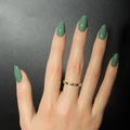 Golden honeycomb hexagon ring with sparkling zircons worn on hand on dark background - Olive Green (LHSD-22) / Jelly Glue Type
