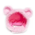 Plush pink pet hat with bear ears and breathable mesh lining for cats and small dogs - Small / Pink Bear