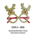 Festive Christmas reindeer glasses with golden sequins and red frames for holiday parties - Gold Colorful Reindeer Head Glasses
