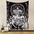 Gothic skull tapestry featuring necromancer and heptagram design for room wall decoration - 73*95CM (Cross-border Brushed) / Black and White Gothic