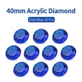Set of 10 large 40mm dark blue acrylic crystal diamonds with faceted round cut - 40mm (Deep Blue)