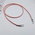 Pink PU leather round strap with silver metal lobster clasps for handbags or phones - Pink + Silver Hook