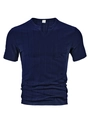 Camiseta de hombre azul oscuro con textura de gofre y bolsillo en el pecho sobre fondo blanco - S / Azul marino
