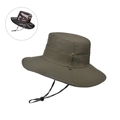 Men's outdoor olive green foldable fisherman hat with chin strap and camo variant - Army Green