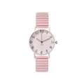 Stylish light pink quartz watch with elastic strap and artistic hand-drawn numerals - Pink