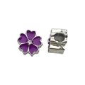 Violette Emaille Kirschblüten-Perlen mit Kristallen für DIY-Armbänder mit großem Loch - Lila