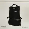 Black water-resistant canvas work apron with adjustable straps and multi-pockets - Plus Size / Black