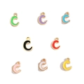 Letter C enamel charms in eight vibrant colors with gold frames for DIY jewelry - Letter C / Black
