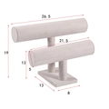 Beige velvet two-tier T-bar jewelry display stand for bracelets and watches organized - Beige Velvet