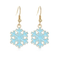 Elegant gold-edged snowflake earrings with light blue enamel finish for Christmas gift - Blue Snowflake