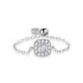925 silver necklace featuring a square zircon pendant with a sparkling diamond border - 925 Silver / White Zirconia Ring