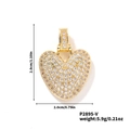 Collana con ciondolo a cuore dorato con pavé di zirconi trasparenti e stile hip-hop - Pendaglio oro lettera V