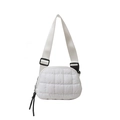 White quilted puffer crossbody bag with adjustable wide strap and tassel detail - 22*6*16 / White