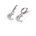 Dimensions détaillées des boucles d'oreilles lune en acier inoxydable avec cristaux - Argent (SE010234-S)
