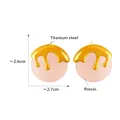 Pink resin ice cream earrings in 18K gold plated titanium steel with size 2.6cm x 2.7cm - F1582 Pink Resin Fluid Earrings