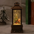 Antike Weihnachts-Wasserlaterne mit Schneeeffekt, Weihnachtsmann und warmem LED-Licht - Antik Gold Kind mit Baum