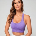Lila nahtloser Sport-BH mit hohem Stretchanteil und Racerback für Gym und Yoga - S / Violett