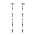 Bohemian silver chain drop earrings with deep blue beads for women's jewelry - Silver Blue Bead Style (KE109145-Z)