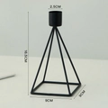 Minimalist black geometric iron candle holder with dimensions 16.5cm height and 9cm base - Short Version / Black