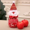 Knitted Santa Claus drawstring gift bag with white elk and snowflake patterns - Christmas Knitted Drawstring Bag [Santa]