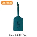 Lake blue PU leather luggage tag with world map embossing and metal buckle, size 11.3x7cm - Luggage Tag / Lake Blue