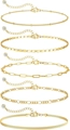 Set of five gold layered bracelets featuring figaro, paperclip, and snake chain styles - Gold Set - Lulutong/Flat/Paperclip/Figaro/Snake