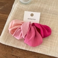 Set of four soft high-elasticity wide-edge hair ties in gradient pink velvet finish - Set of 4 / Peach Pink Series