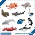 Set di 10 figurine realistiche di animali marini del Pacifico con squalo e tartaruga - Set di Creature dell'Oceano Pacifico
