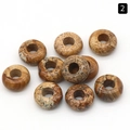 Natural brown spotted agate abacus beads for DIY cord bracelet making 10 pieces - Jasper / 5x10mm