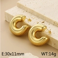 Pendientes en forma de C dorados con textura acanalada sobre piedra, de 30x11mm - Dorado