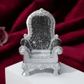 Silver vintage miniature armchair jewelry display for rings and earrings on red velvet - Silver Carved Single Chair (Style A-10)