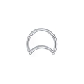 Detail view of a silver D-shaped titanium piercing ring with a secure hinged closure design - Silver D-Shape Ring