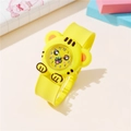 Kids slap quartz watch featuring yellow tiger silicone strap and clear dial - Yellow Tiger