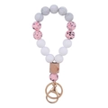 Llavero de pulsera con cuentas de silicona marmoleadas grises y rosa oro elegante - Mármol Gris y Rosa (Rosa)