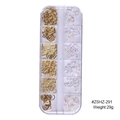 12-grid storage box with aurora crystal resin butterfly and gold metal nail art charms - Metal Geometric Aurora Bow-knot (ZSHZ-291)