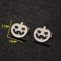 Silberne Halloween Kürbis Ohrstecker für Damen und Herren, Größe 11mm x 10mm - Stahlfarben