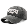 Gorra de béisbol vintage de algodón gris oscuro lavado con bordado Angeles 1994 - Ajustable / Negro