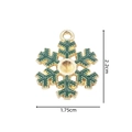 Green enamel snowflake charm in gold finish with 2.2cm height and 1.75cm width scale - 2376 Dark Green Snowflake