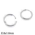 Classic silver stainless steel round hoop earrings in 8x1.6mm size with easy hinge closure - One Pair / 8*1.6mm / Steel