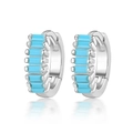 925 sterling silver hoop earrings featuring sky blue rectangular synthetic turquoise stones - Silver / Sky Blue